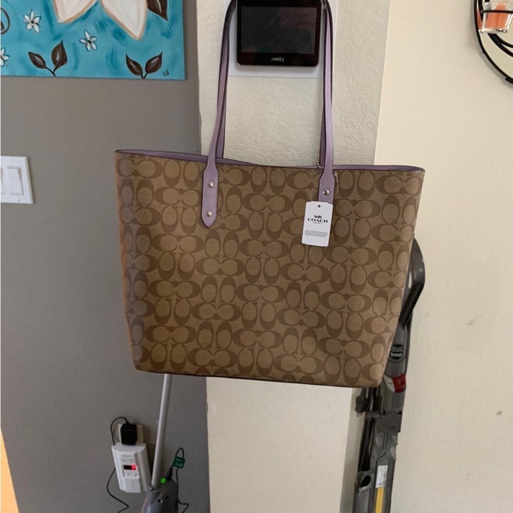 Coach Brown and Purple Signature Tote